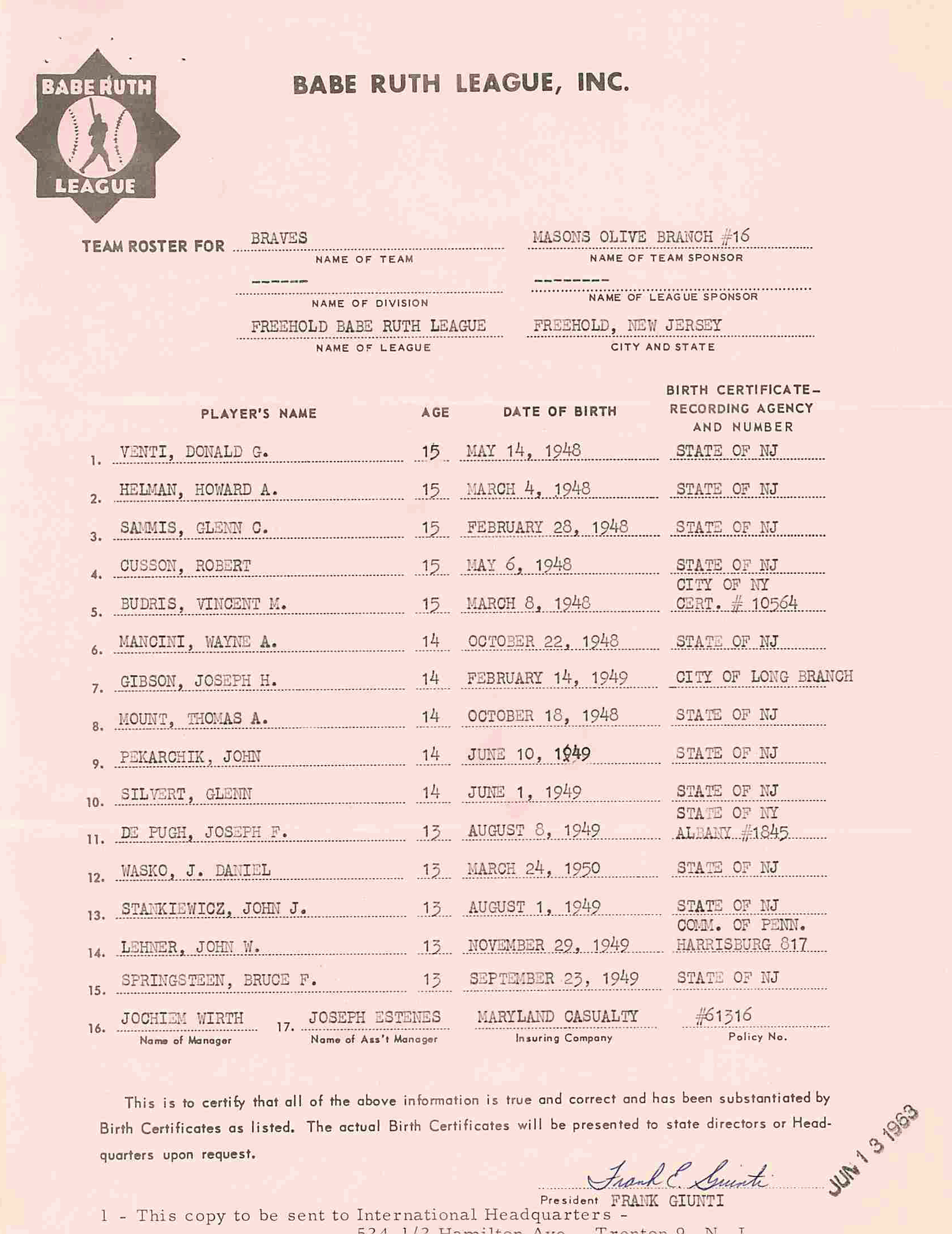 Springsteen And Depugh Roster